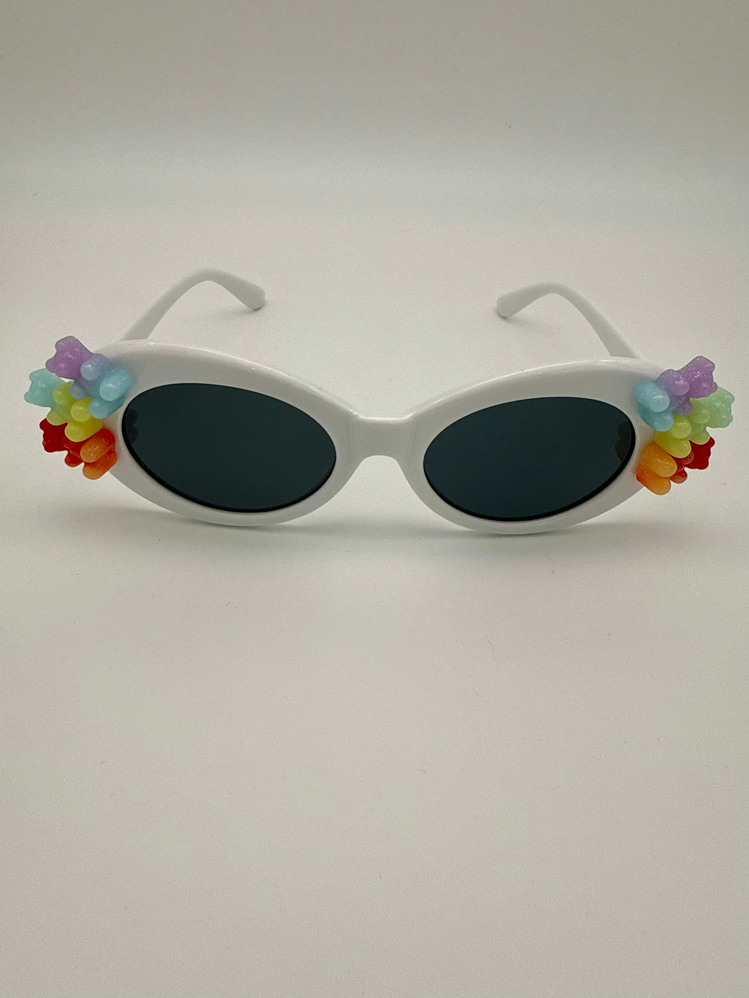 White sunglasses/colorful gummy bears